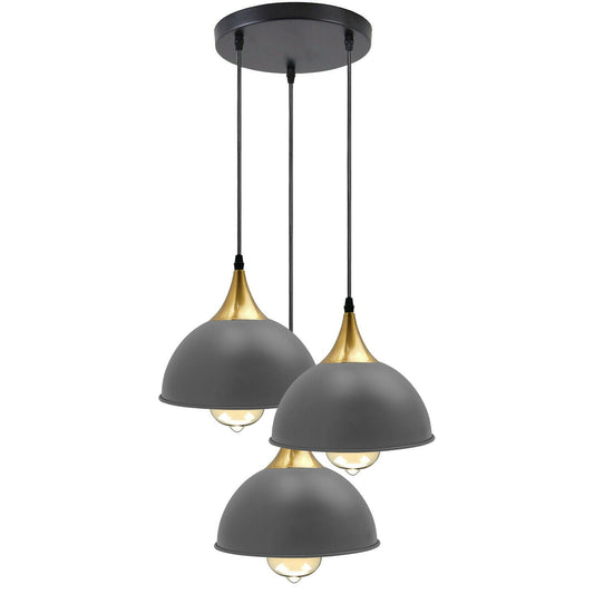 Grey 3 Way Vintage Industrial Metal Lampshade Modern Hanging Retro
