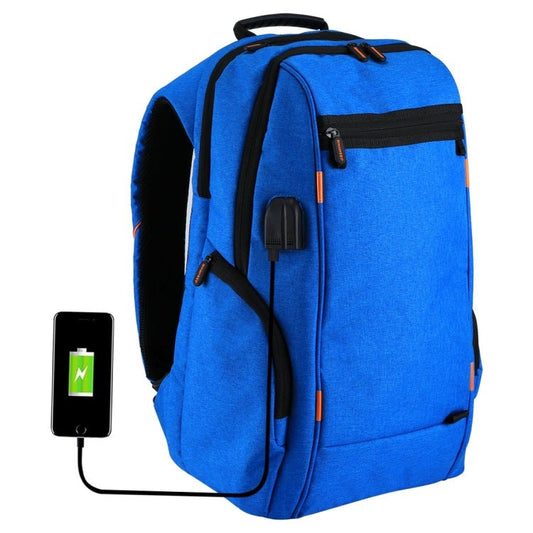 Solid Color Waterproof Backpack With USB Charging Port
