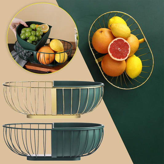 Metal Hollowed Out Fruit Vegetable Snack Tray Bowl Basket