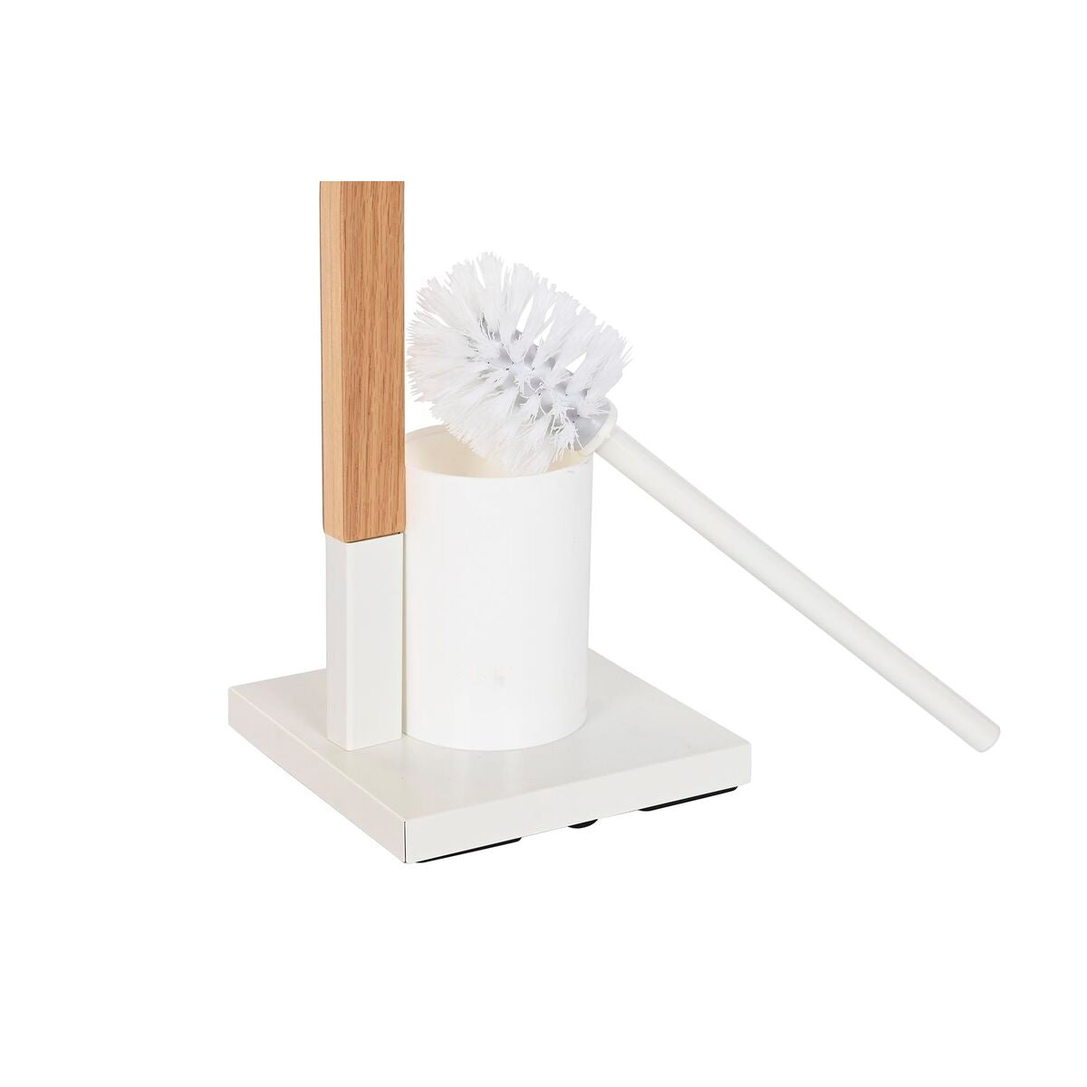 Toilet Paper Holder with Brush Stand DKD Home Decor Natural Wood Steel