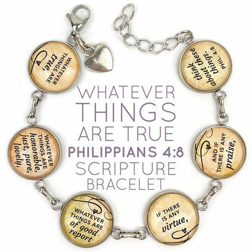 "Whatever Things are True" Philippians 4:8 Scripture Bracelet – Glass