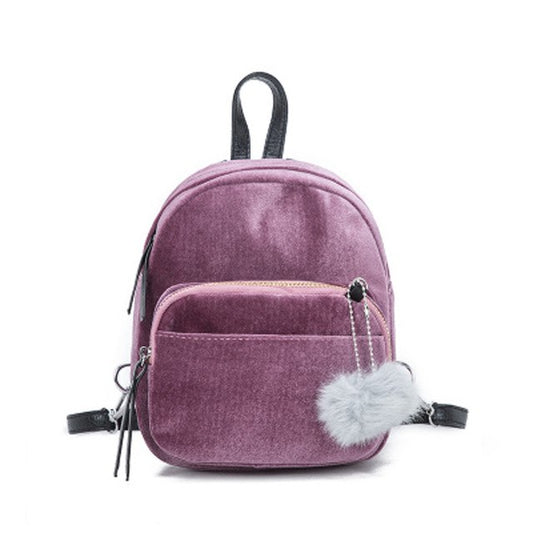 Fashion Backpack Women Mini Fur Ball School Bags