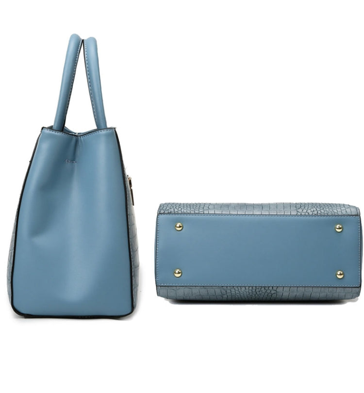 Women Stone Pattern Patchwork Handbag Shoulder Bag Crossbody Bag(Blue)