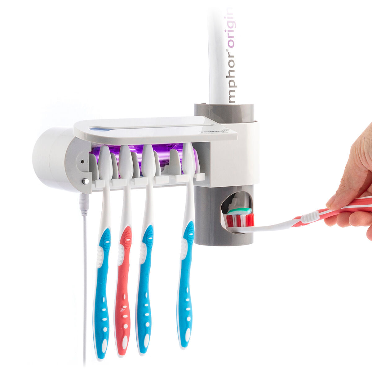 UV Toothbrush Steriliser with Stand and Toothpaste Dispenser Smiluv