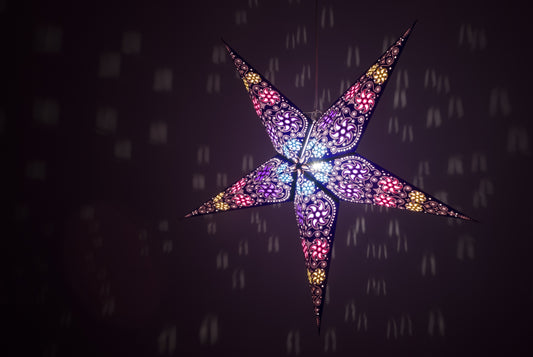 Firework Violet (XL) - Handmade 5 Pointed Paper Star Lantern