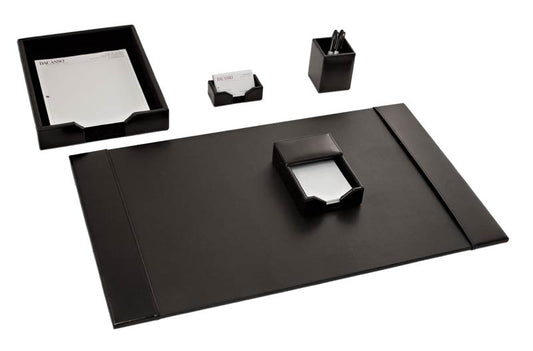 Dacasso D1402 Black Bonded Leather 5-Piece Desk Set