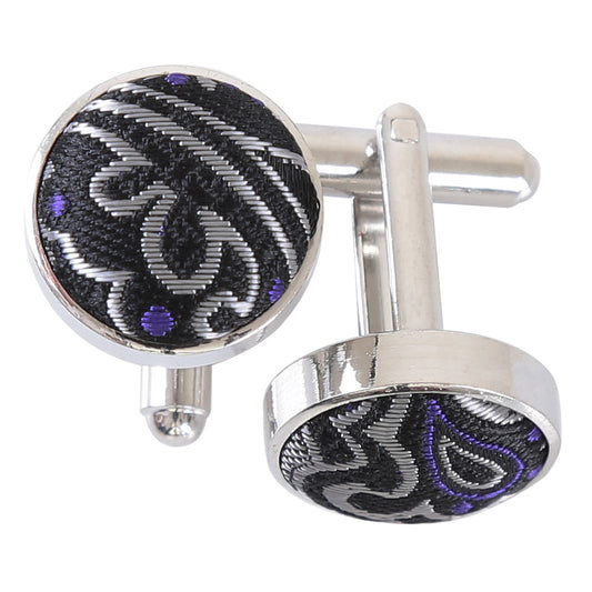 Royal Paisley Cufflinks - Silver & Purple