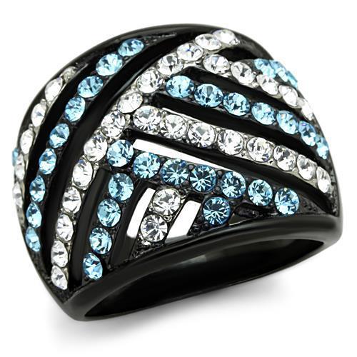 TK1663 - Two-Tone IP Black Stainless Steel Ring with Top Grade Crystal