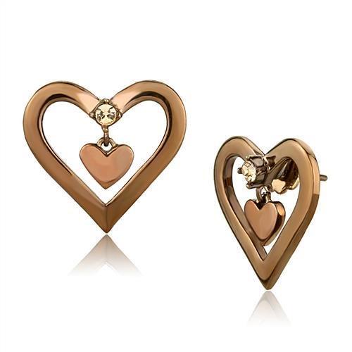 TK3156 - IP Rose Gold(Ion Plating) Stainless Steel Earrings with Top