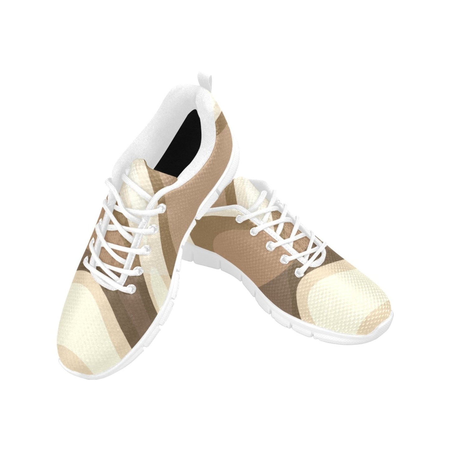 Womens Athletic Shoes, Brown And Cream Abstract Marble Swirl