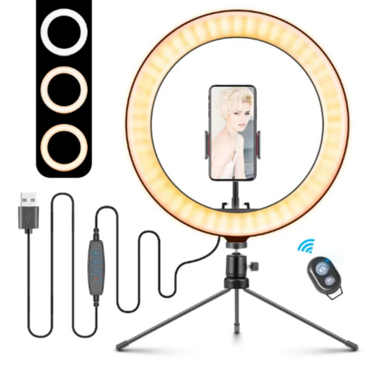 مصباح LED لصور السيلفي على الطاولة مقاس 10 بوصات